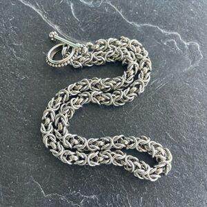 Stephen Dweck Sterling Silver Bryzantine link Women's toggle necklace 16”